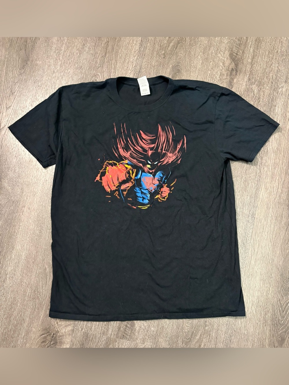 Vintage Batman DC Comics Gildan Size XL Black T-Shirt Red Cape “Red Knight” EUC